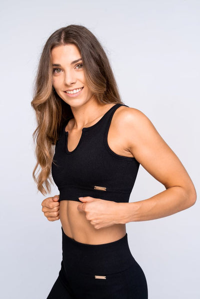 Aurora- Ribbed V-Neck Crop