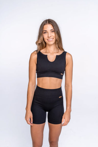 Aurora- Ribbed V-Neck Crop